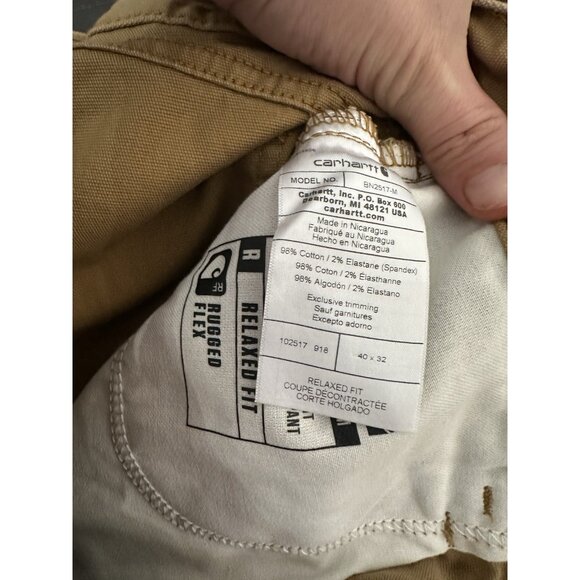 Carhartt Relaxed Straight Rigby Pants Men's 40x32 Tan Flat Front Carpenter Chino - Picture 3 of 3